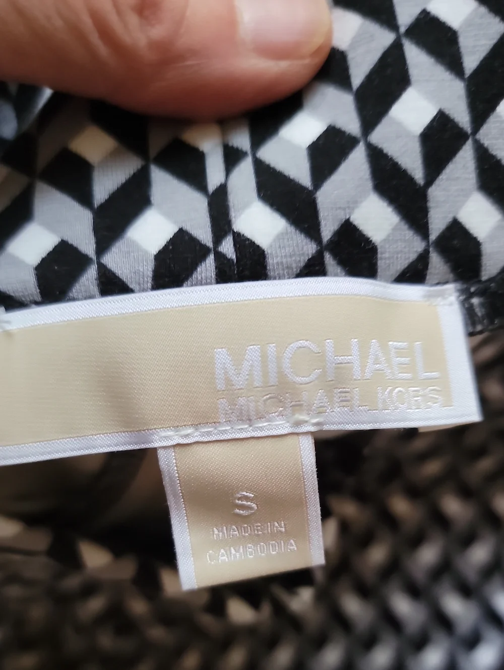 Michael Kors Black and White Geometric Pants with Gold Accent